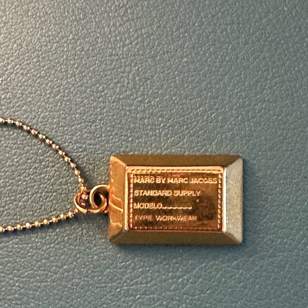 Marc by Marc Jacobs original gold ID block necklace